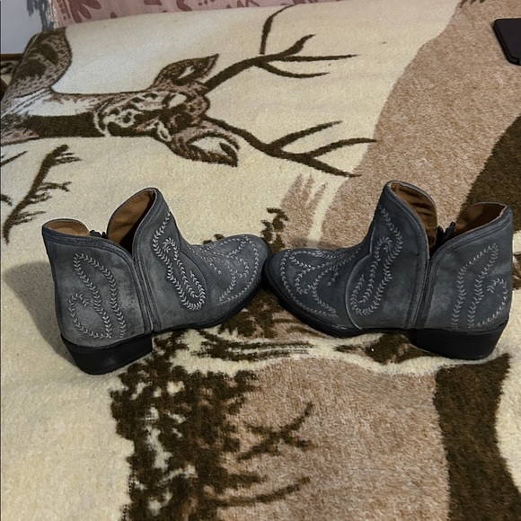 Blue Gray leather suade Embroidered sterling river boots Ankle Boots - Picture 4 of 9